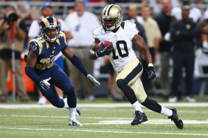 Brandin Cooks heads for the end zone against St. Louis.
