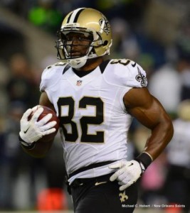 Drew Brees keeps looking Benjamin Watson's way.